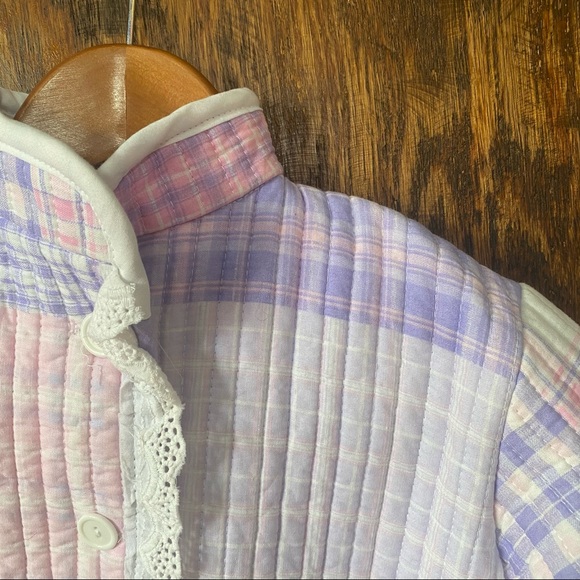 Grannie quilted pink purple baby coat jacket with matching bib 12-18 months - Picture 3 of 13